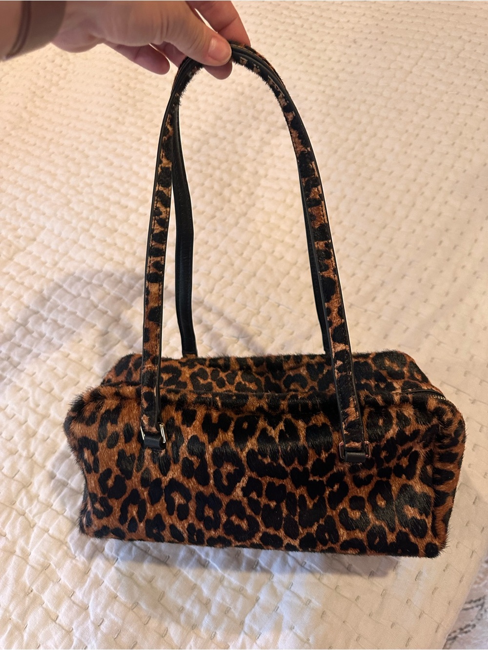 J. Crew Leopard Print Faux Fur Shoulder Bag - Black and Brown